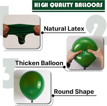 PartyWoo Dark Green Balloons - 99-Piece Emerald Balloon Arch Kit for Birthday & Jungle Parties
