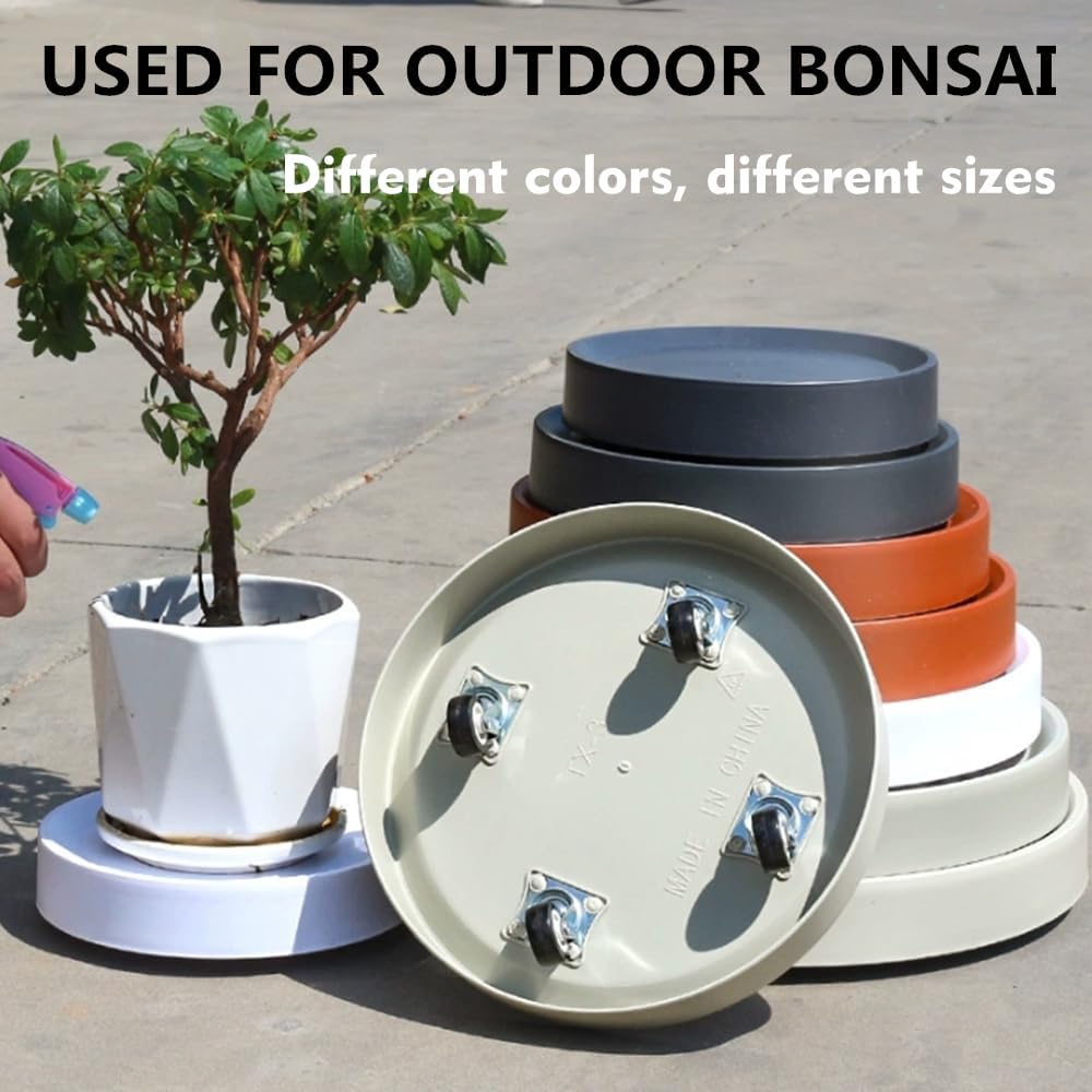 10inch 2Pack (10inch) Mobile Plant Stands with Wheels White Plant Caddy with Hidden Wheels,Flower Pots Rolling