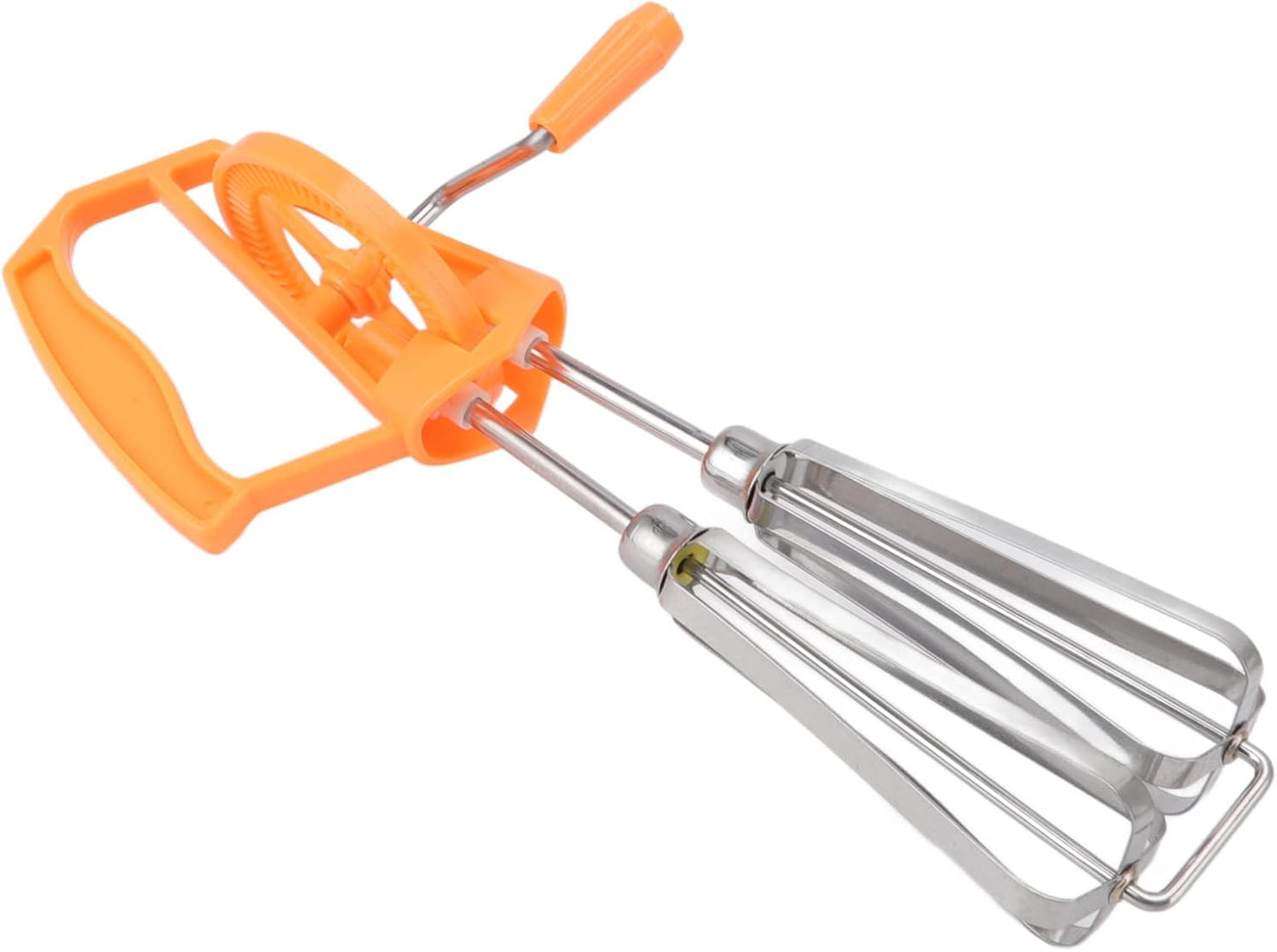 Manual Egg Beater, Hand Held Mixer, Plastic Hand Crank Autorotation for Home Baking (Orange)