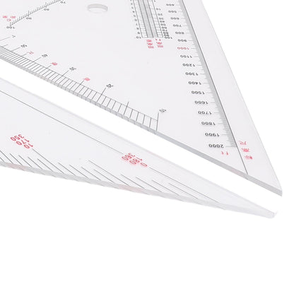 Klanata Large 405mm Marine Navigation Triangle Ruler & Protractor Set, Crystal Clear Acrylic Chart Plotting Tools for Boats and Yachts, Professional Nautical Drafting Tool (15.9in)