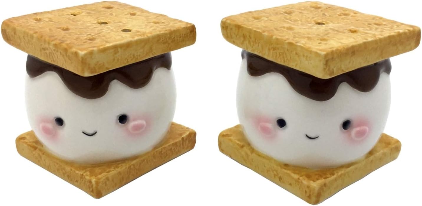 Streamline Set Imagined Marshmallow Smores Salt and Pepper Shaker Ceramic