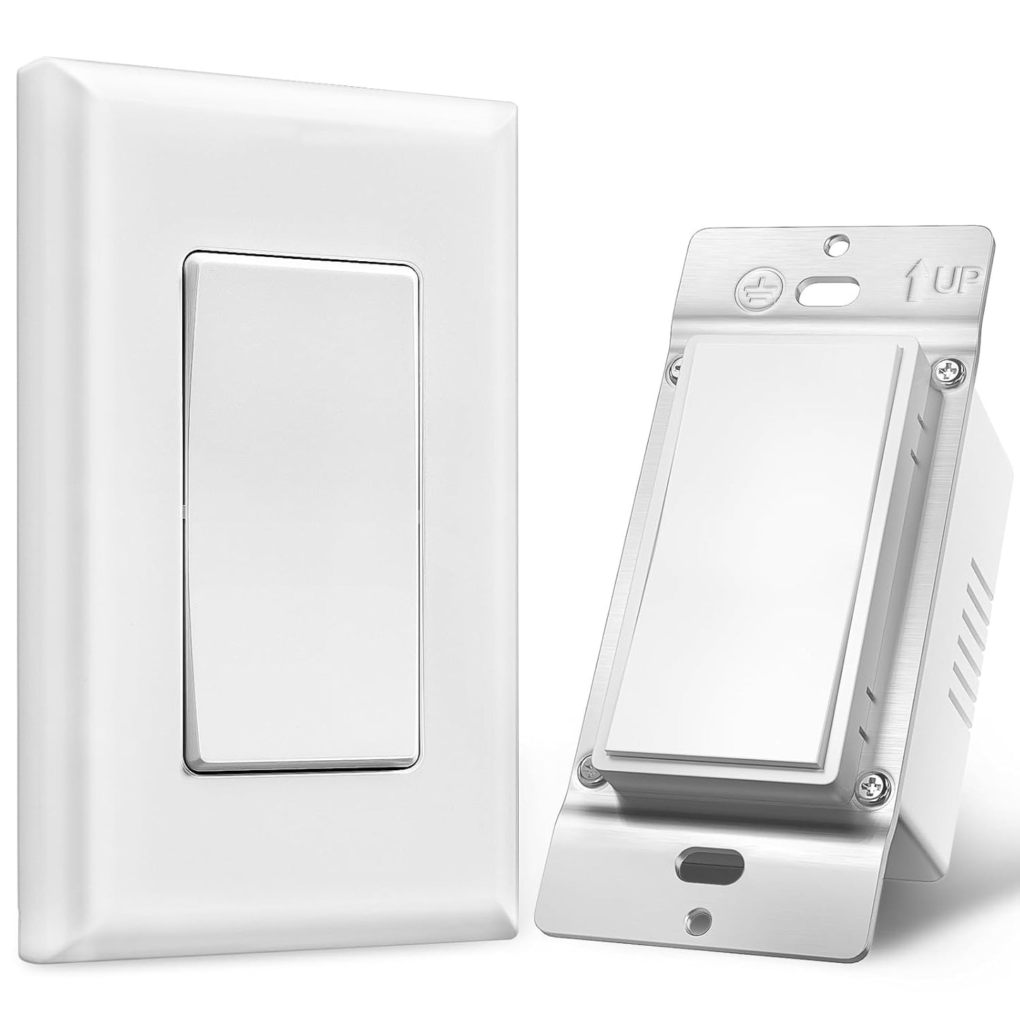 Suraielec 3 Way Wireless Light Switch, Neutral Wire Required, Grounding, 15A High Power, 100ft Range, No Wiring No WiFi, Expandable Remote Control Light Switches for Lamp, Ceiling Light, Fan