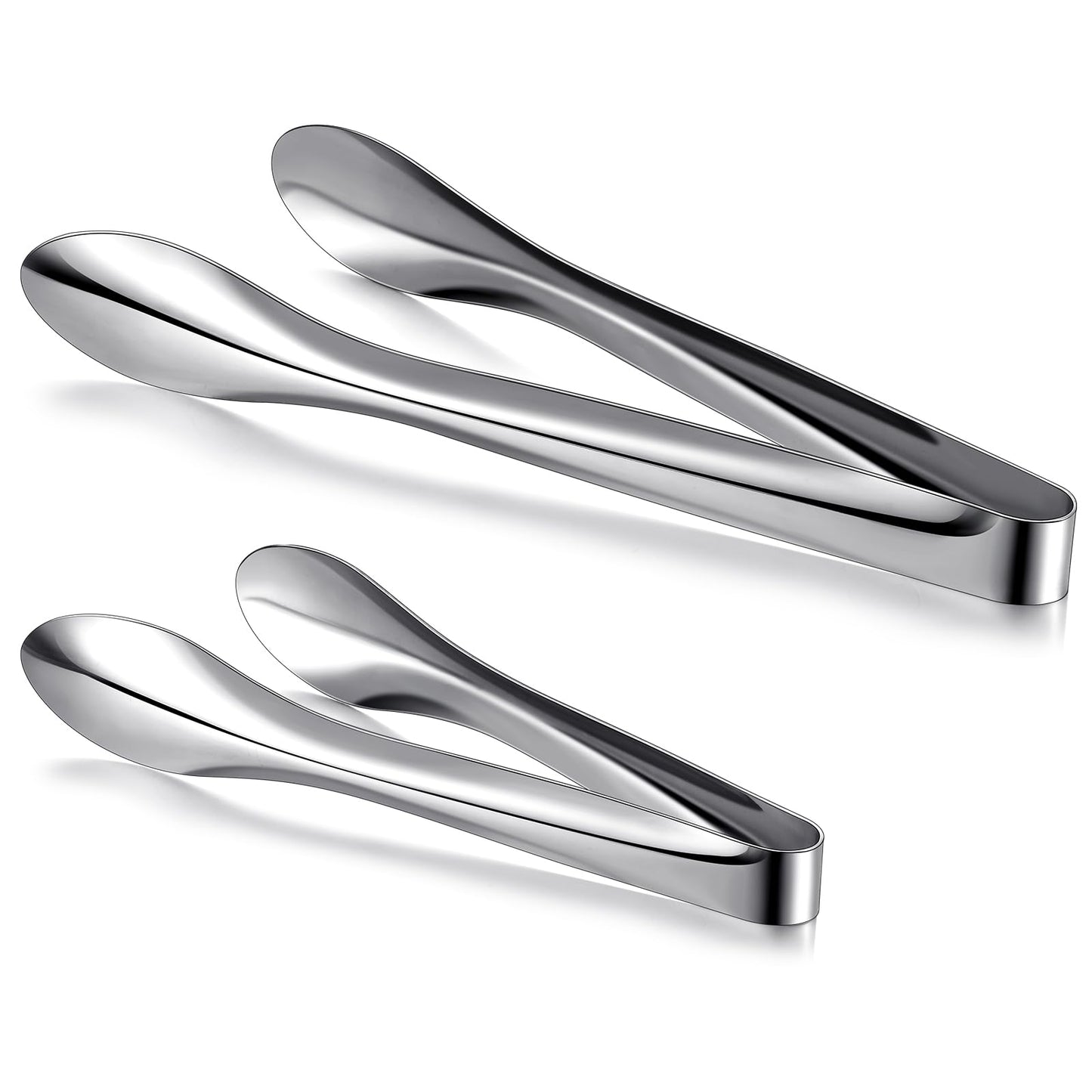 Yiyiring 2 Pack Polished Stainless Steel Serving Tongs 9 and 12 Inch Metal Food Silver Tong for Buffet Salad BBQ Grilling Heavy Duty Kitchen Utensils for Cooking Catering Wedding Party