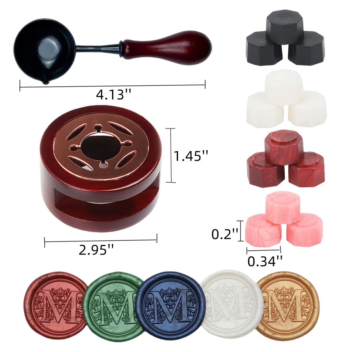 Wine Red Sealing Wax Beads, ONWINPOR 400pcs Wax Seal Kit with Warmer, Non-Slip Spoon, Candles for Envelopes, Stamp Letter Seal,Wedding Invitations (Wine Red)