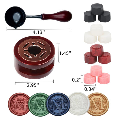Wine Red Sealing Wax Beads, ONWINPOR 400pcs Wax Seal Kit with Warmer, Non-Slip Spoon, Candles for Envelopes, Stamp Letter Seal,Wedding Invitations (Wine Red)