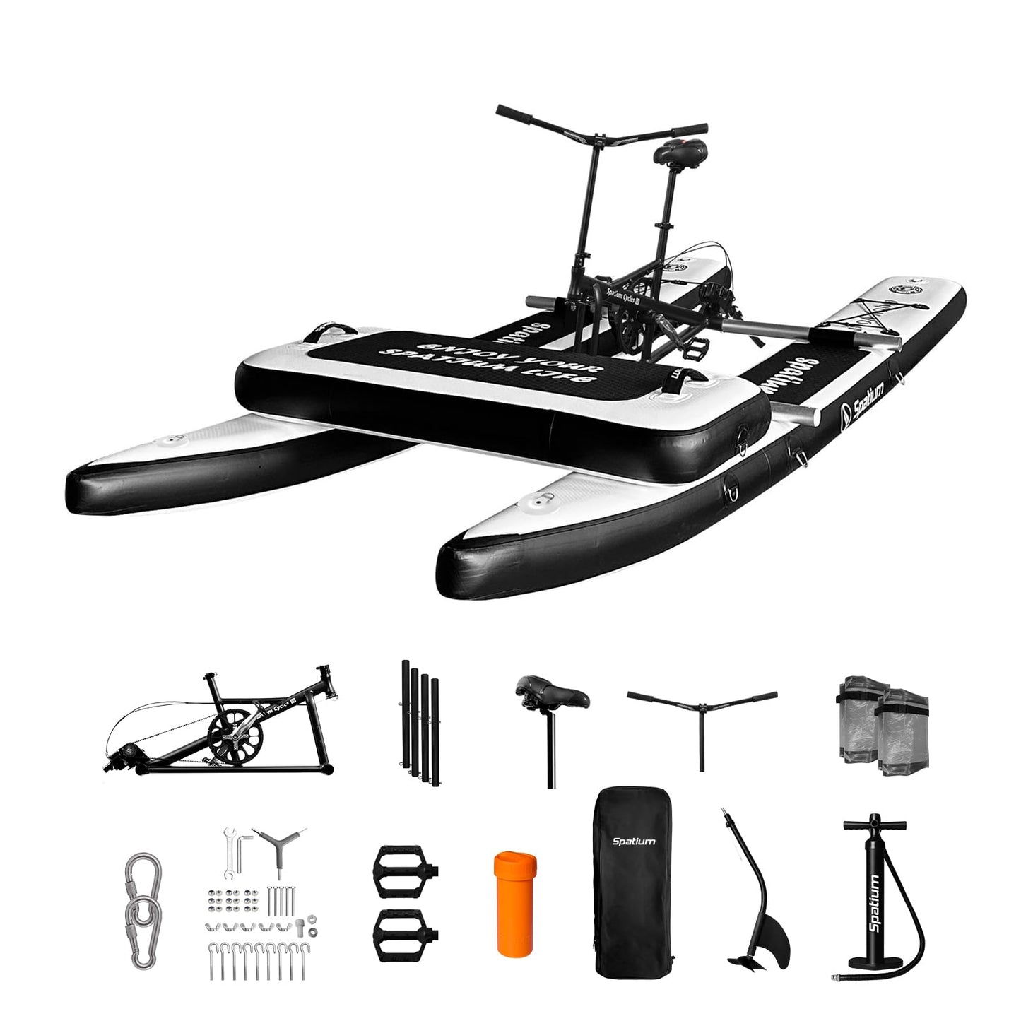Spatium Water Bike 2.0 Inflatable Pedal Boat Paddle Board Floating Water Bike Pedal Boat Inflatable Water Bicyle Touring Kayaks Boat for Lake/Pool/Sea Enjoy Fun Water and Fishing+Mat