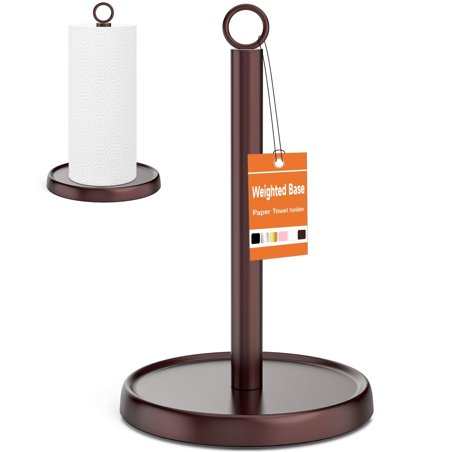 Oil Rubbed Bronze Paper Towel Holder Countertop, Oil Rubbed Bronze Kitchen Accessories Decor, Stainless Steel, Weighted Base, Paper Towel Stand for Bathroom Farmhouse Essentials