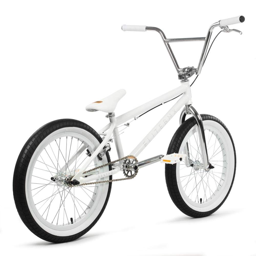 Elite BMX Bicycle 18", 20" & 26" Model Freestyle Bike - 3 Piece Crank (White, 20")