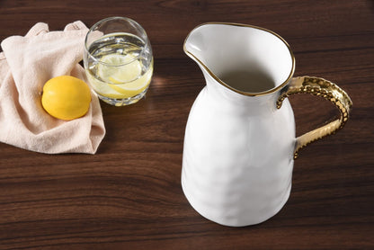 Pampa Bay Golden Salerno Titanium-Plated Porcelain Water Pitcher, 8.25 x 6.25 x 4.75in