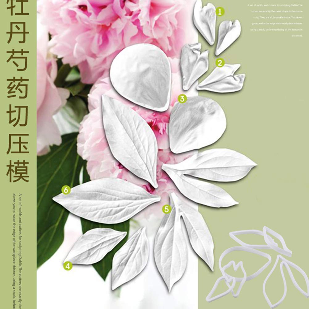 Professional Flower Fondant Mold Set, Reusable Silicone Cake Decorating Tools for Baking & Sugar Craft (Peony Flower)
