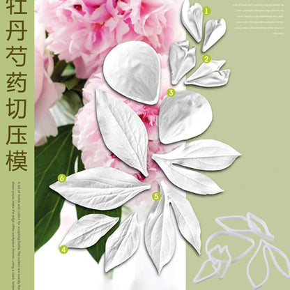 Professional Flower Fondant Mold Set, Reusable Silicone Cake Decorating Tools for Baking & Sugar Craft (Peony Flower)