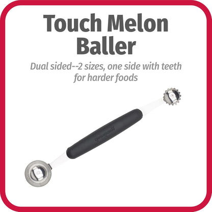 GoodCook Touch 2-in-1 Stainless Steel Melon Baller and Fruit and Veggie Corer Scoop, Silver/Black