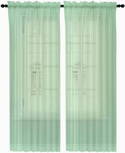 Oakias Green Sheer Curtains, 2 Panels Set 54" W x 84" L, 84 Inches Long Rod Pocket Voile Curtains for Living Room &