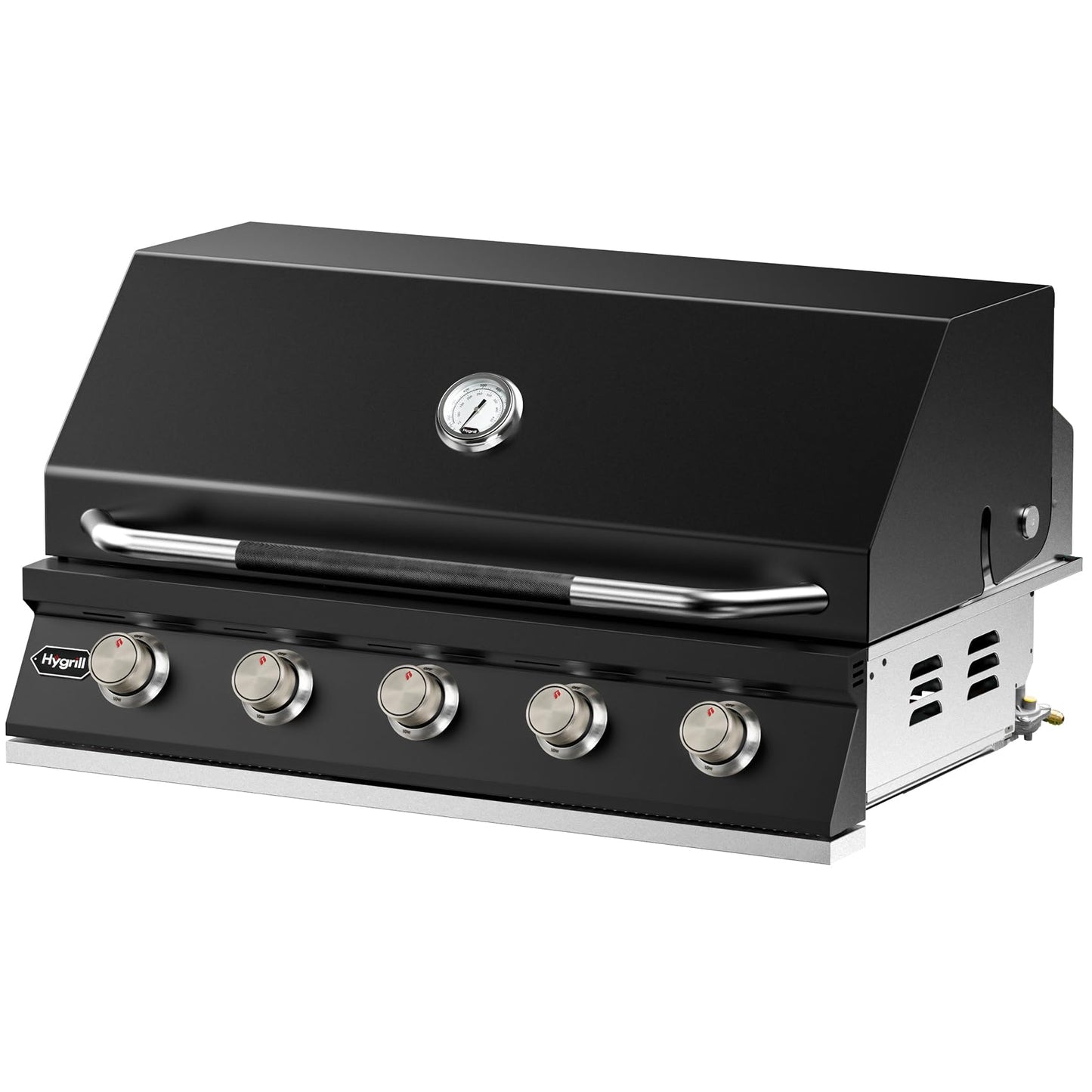Hygrill STD Series 40-Inch Built In Grill for Natural Gas, Stainless Steel Outdoor Kitchen 5-Burner Grill Head, Black