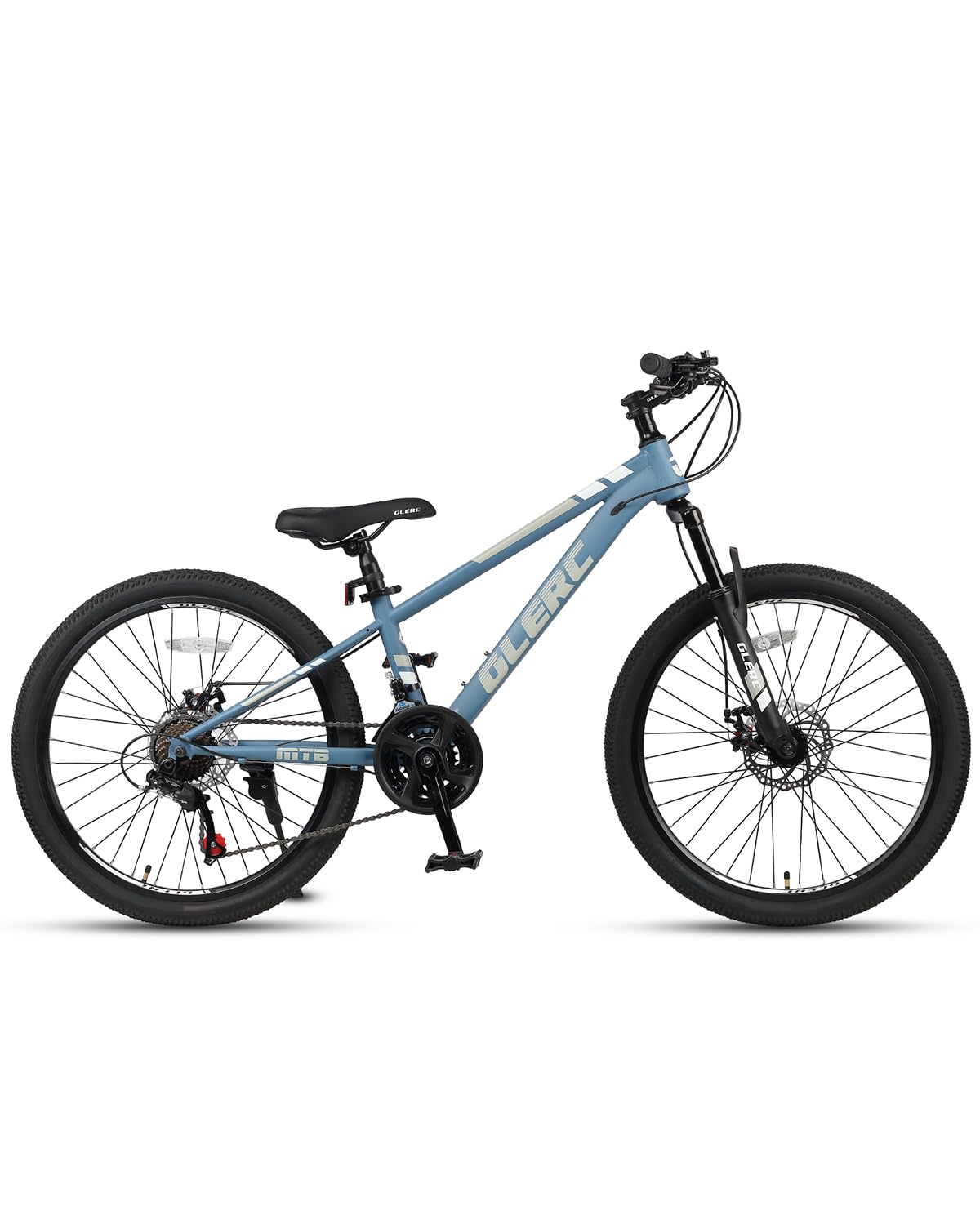 Glerc 24 Inch Kids Bike, Kids Mountain Bike for Boys and Girls Ages 6-10, 21-Speed Skyline Bicycle with Front Suspension and Disc Brakes, Blue