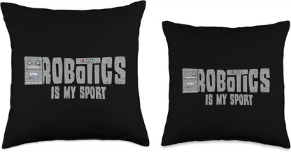 Robotics Is My Sport Throw Pillow - Robot Engineering Vintage