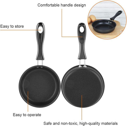 GOWENIC Egg Mini Frying Pan, Black, 12cm Household Small Kitchen Cooker for Frying Eggs