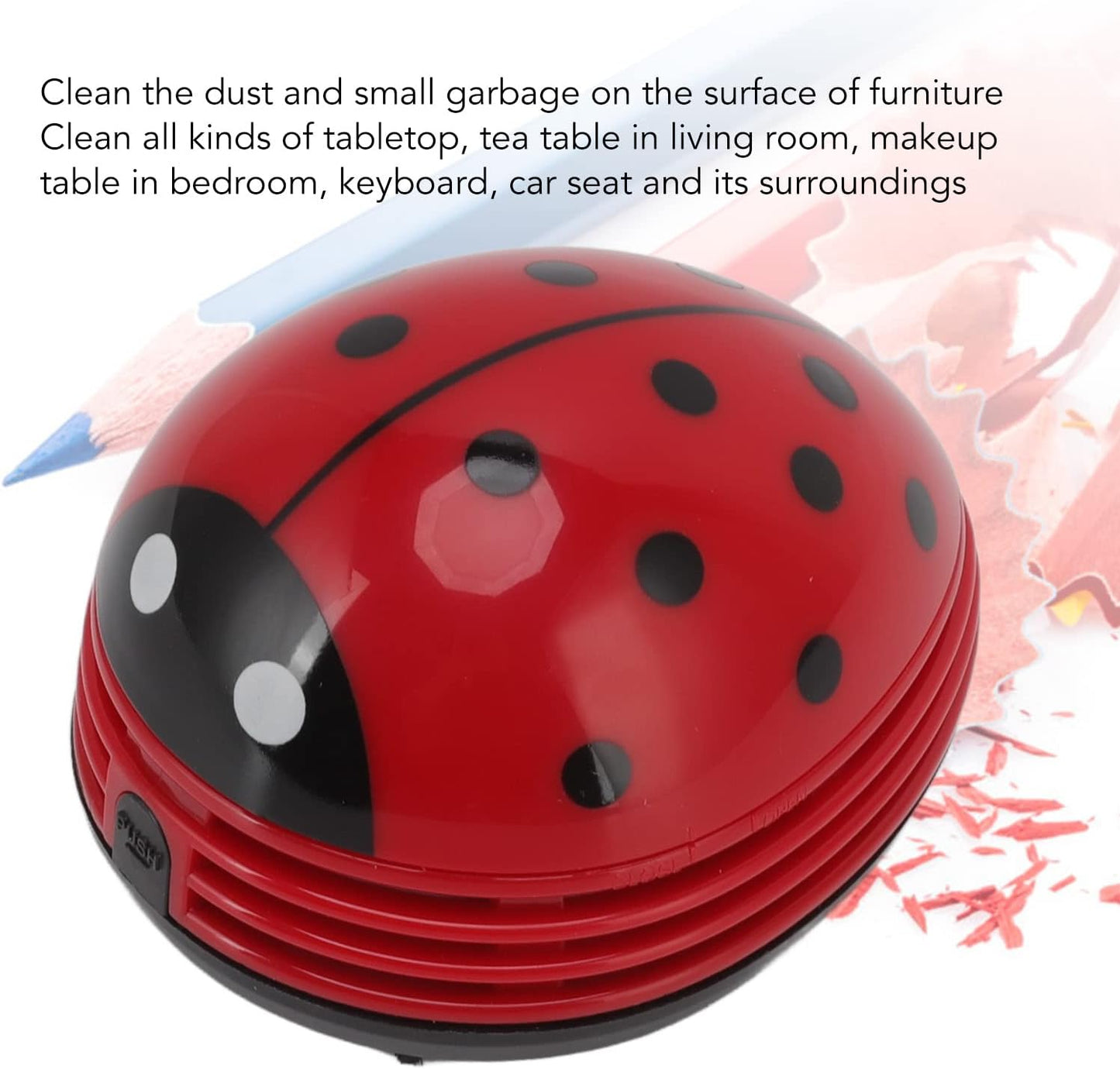 Mini Desktop Vacuum Cleaner Cartoon Ladybug Sweeper Handheld Vacuum for Cute Red Ladybird Shape