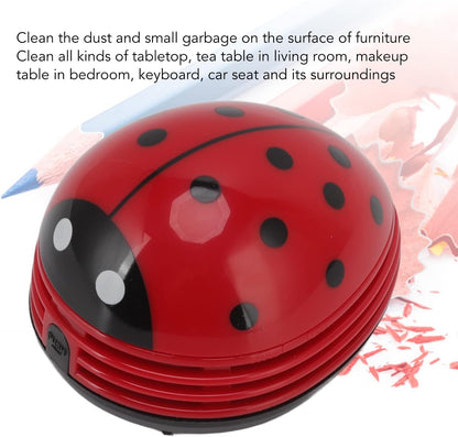 Fdit Mini Desktop Vacuum Cleaner, Portable Handheld Ladybug Sweeper for Cartoon Red Ladybird Crumb