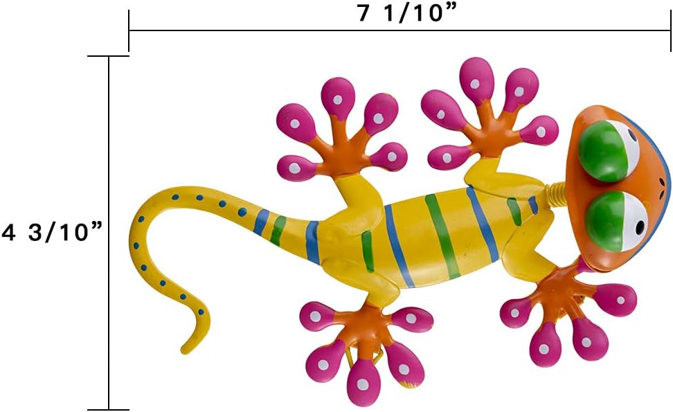 YEAHOME 4 Pack Metal Geckos Wall Art, Inspirational Mexican Outdoor Decor for Farmhouse, Porch, Patio