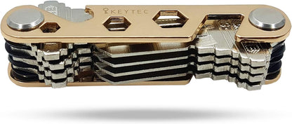 Compact Key Organizer (12-16 Keys), Premium Key Holder with Built-in Tools, Gold Frame