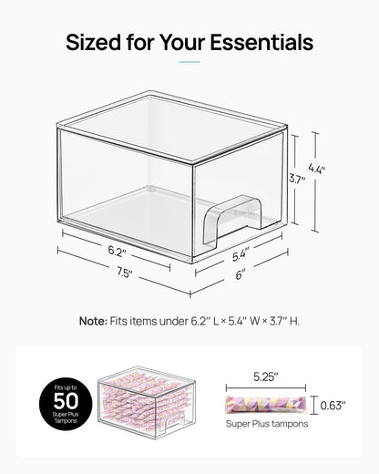 Vtopmart 2 Pack Small Clear Stackable Storage Drawers,Acrylic Bathroom Makeup Organizer,Plastic Storage Bins For Vanity, Undersink, Kitchen Cabinets, Pantry, Home Organization