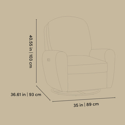 Storkcraft Amalfi Deluxe Power Recliner Swivel Glider – Premium Electronic Nursery Rocking Chair, Oeko-TEX 100 Certified, Includes Dual-USB Charging Port with USB-A & USB-C (Mountain Brown Boucle)