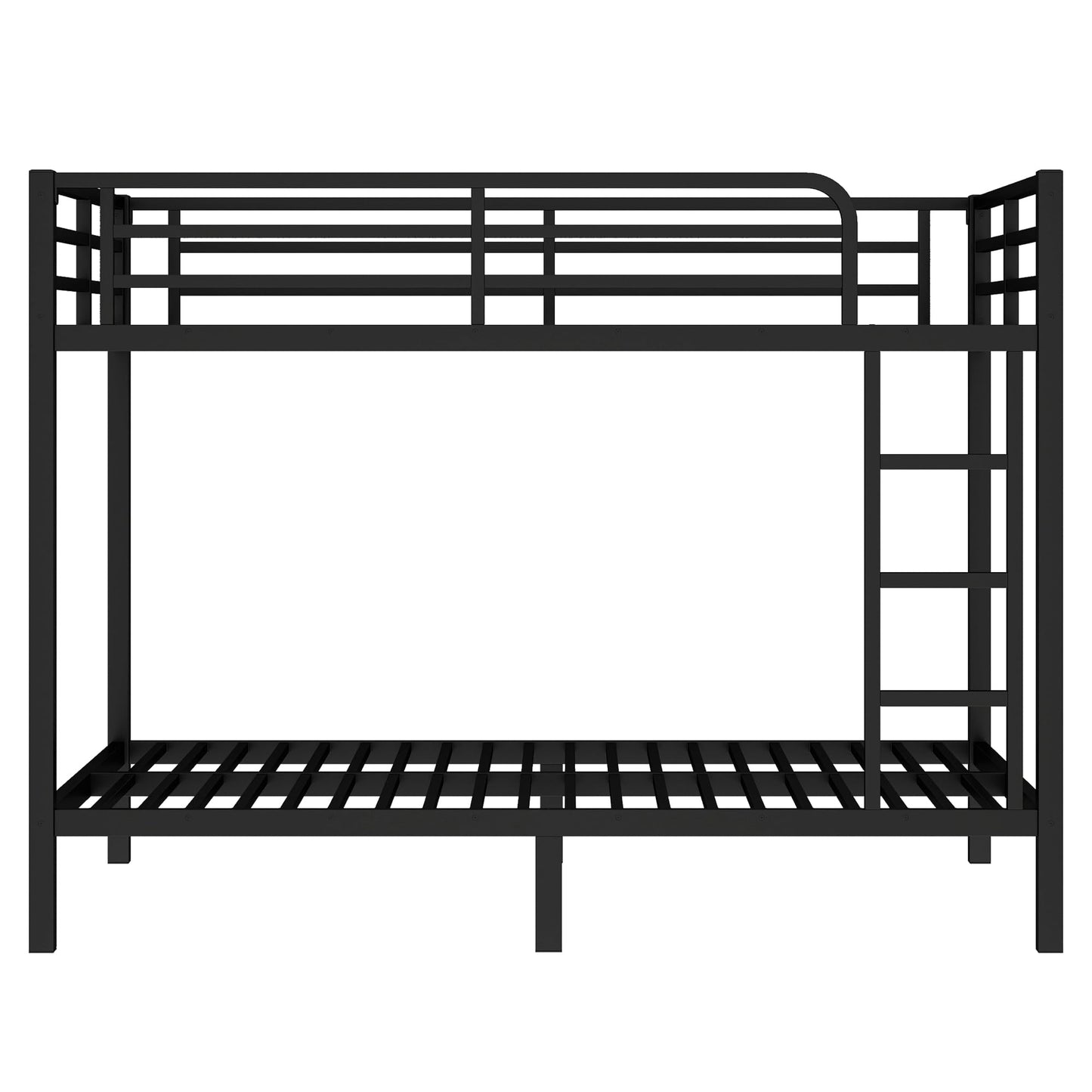 KEIKI Full XL Over Full XL Bunk Bed Metal Frame for Teens & Adults, Heavy Duty Space Saving Bunk Bed Frame with Safety Guardrails & Ladder, Noise Free, No Box Spring Needed, Easy Assembly, Black