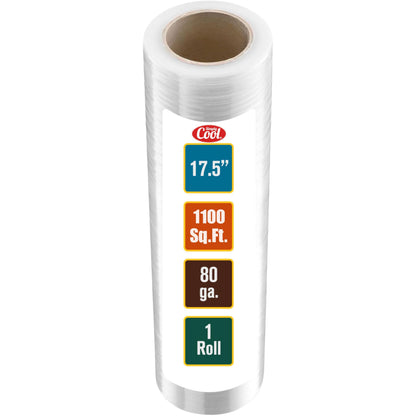 Simply Cool Stretch Wrap Industrial Strength Extra Thick 17.5" 1100 SqFt 80 Gauge 1 Pack Shrink Wrap Roll for Moving Supplies, Furniture, Pallet Wrapping, Packing, Heavy Duty Stretch Film