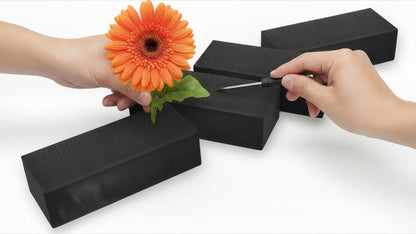 XCEL Floral Foam for Flower Arrangements Floral Foam Blocks - Reusable, Weather Resistant Craft Foam Fresh & Artificial Flower Arrangements, Styrofoam Block (Black 9" x 3" x 3" - 4 Pack)