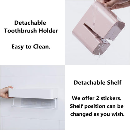 MORNITE Bathroom Organizer Mirror - Restroom Shelf Adhesive Wall Mount No Drilling Basket Rack Shelves Shower Caddy Blue