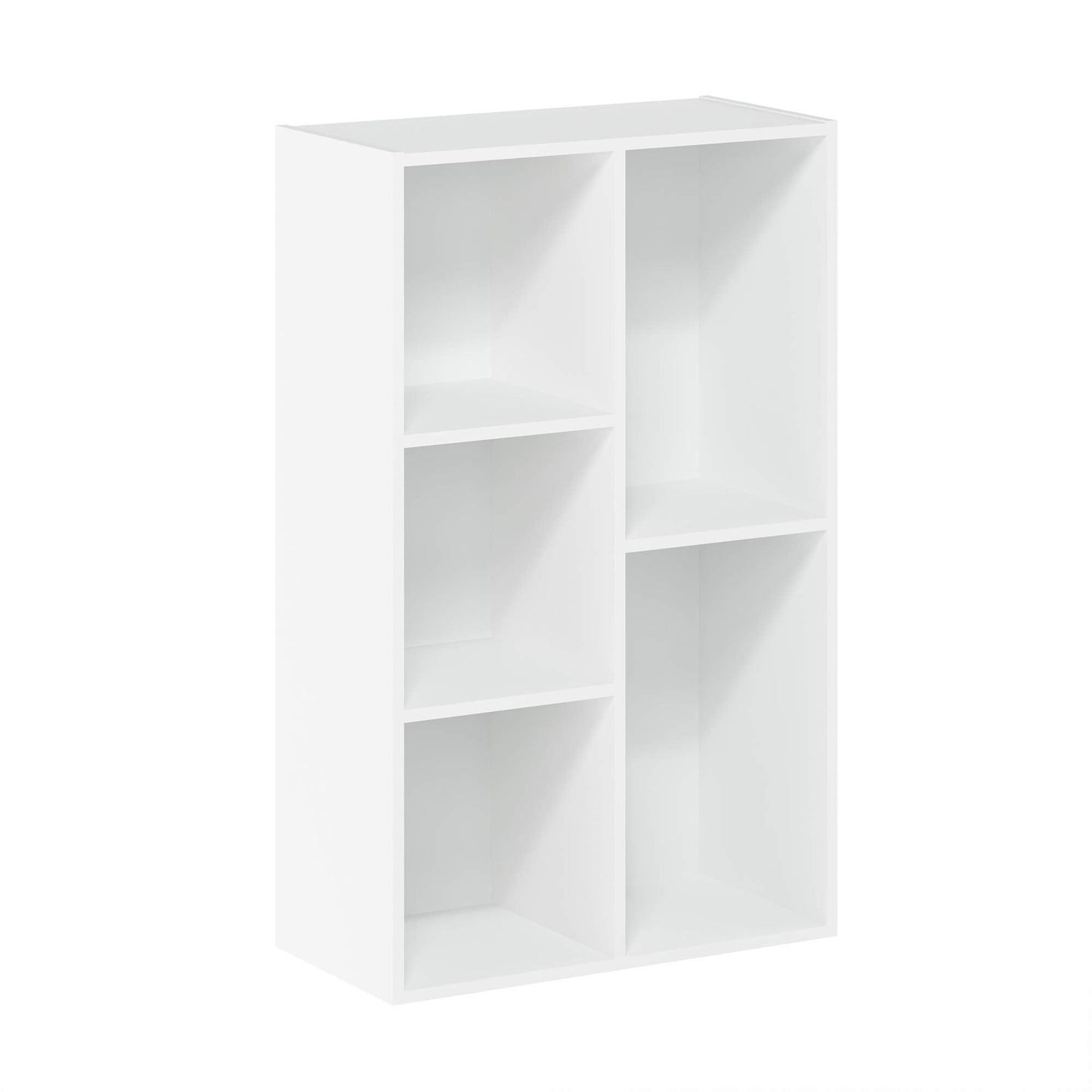 Furinno LUDER Book Shelf, 5-Cube Bookshelf, Reversible Bookcase, 9.4 x 19.5 x 31.5, Easy Assembly, for Living Room, Bedroom, Home Office, White