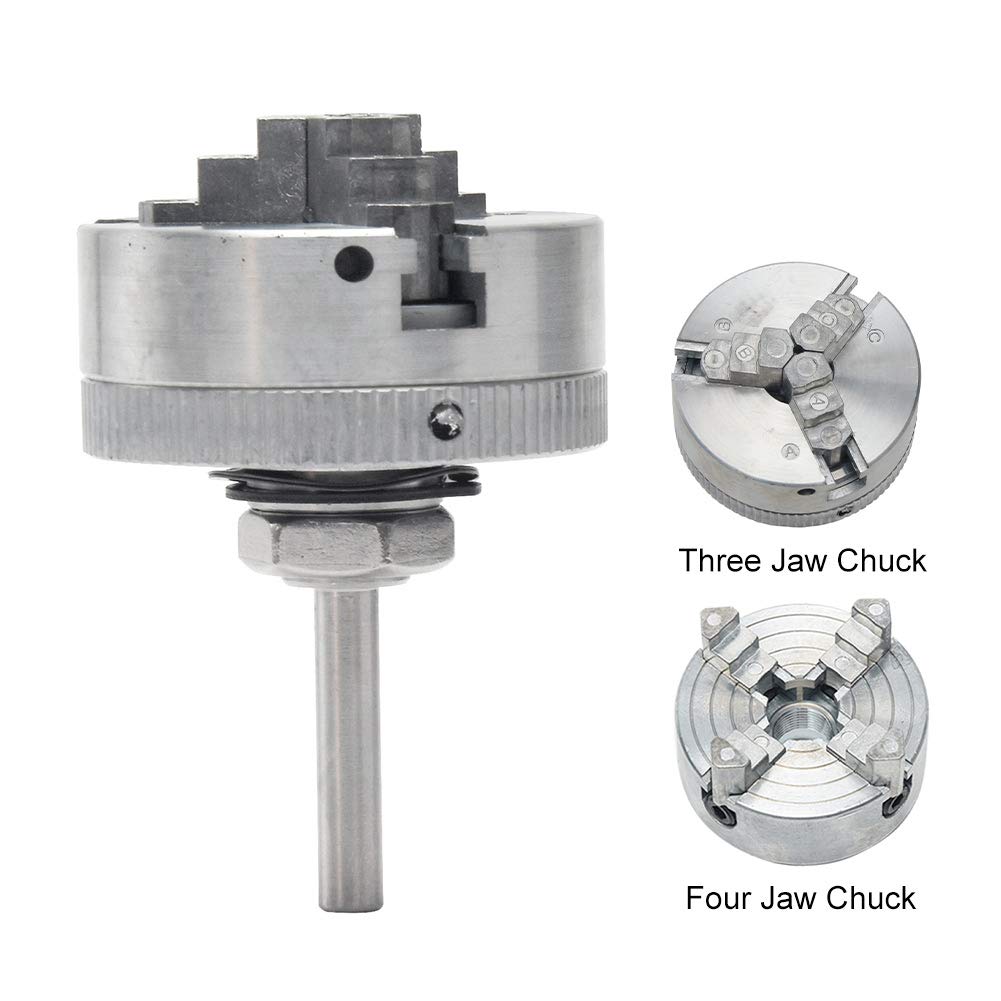 Zorivane Z011 3-Jaw Lathe Chuck, Mini Lathe Chuck with Connecting Rod and Wrench, Self Centering Wood Turning Chucks, Power Lathes Accessory