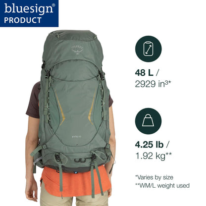 Osprey Kyte 48L Women's Backpacking Backpack with Hipbelt, Black, WXS/S