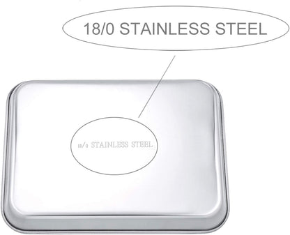 P&P CHEF Stainless Steel Toaster Oven Pan Set, 4-Pieces Mini Baking Pans, Rectangle 9 x 7 Inches