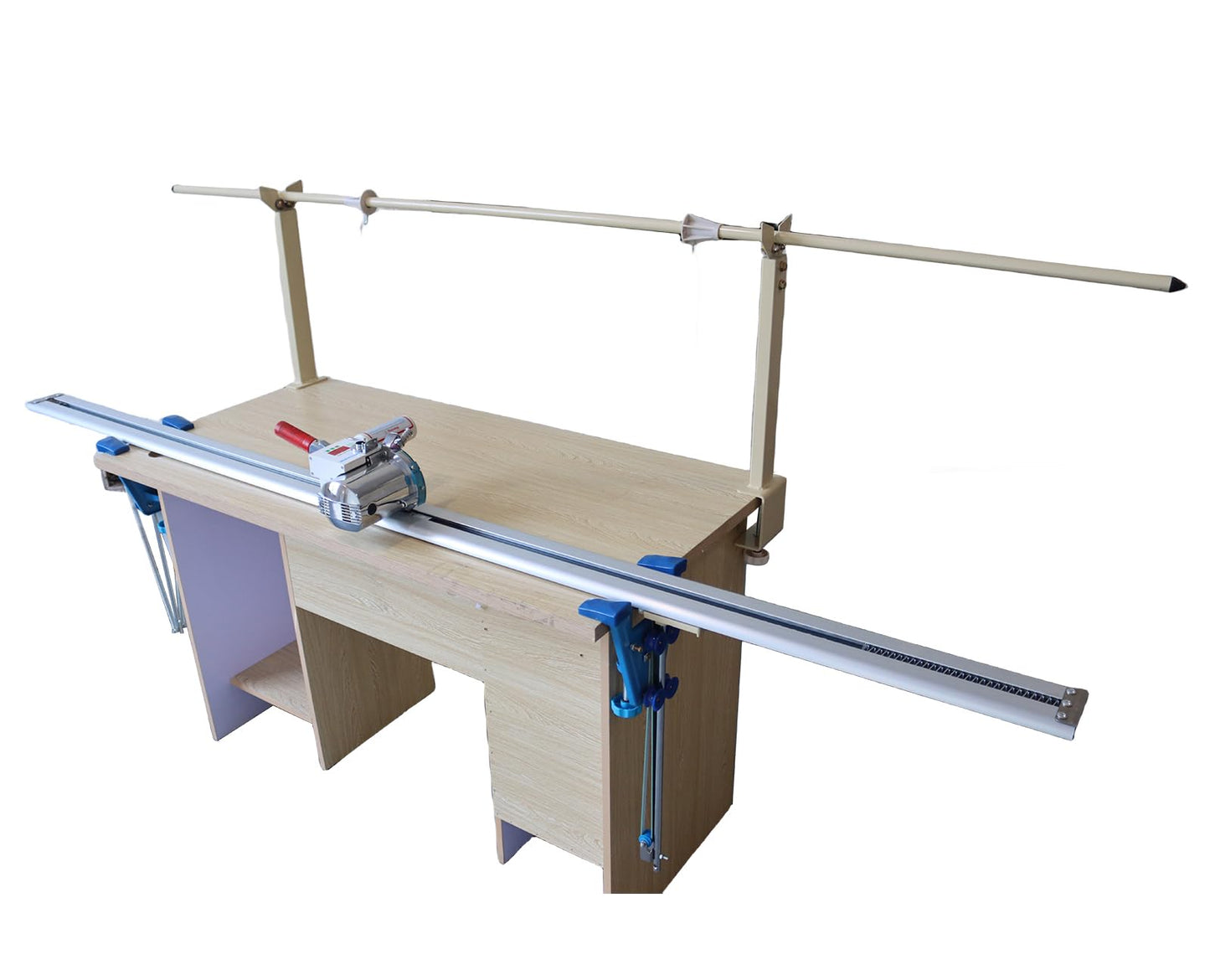 HayWHNKN Fabric Cutter High Speed Cloth Cutting Machine with 86.6inch Guideway and Counter Industrial Fabric End Cutter Machine 220V 180W