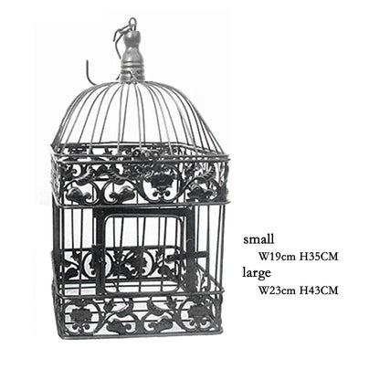 QTBH Universal Birdcage Bird Carrier Fashion Wedding Birdcage Iron Home Decoration Square Bird Cage Custom Decorative Cage Black White Parrot Cage Outdoor Bird Aviary (Size : Large)