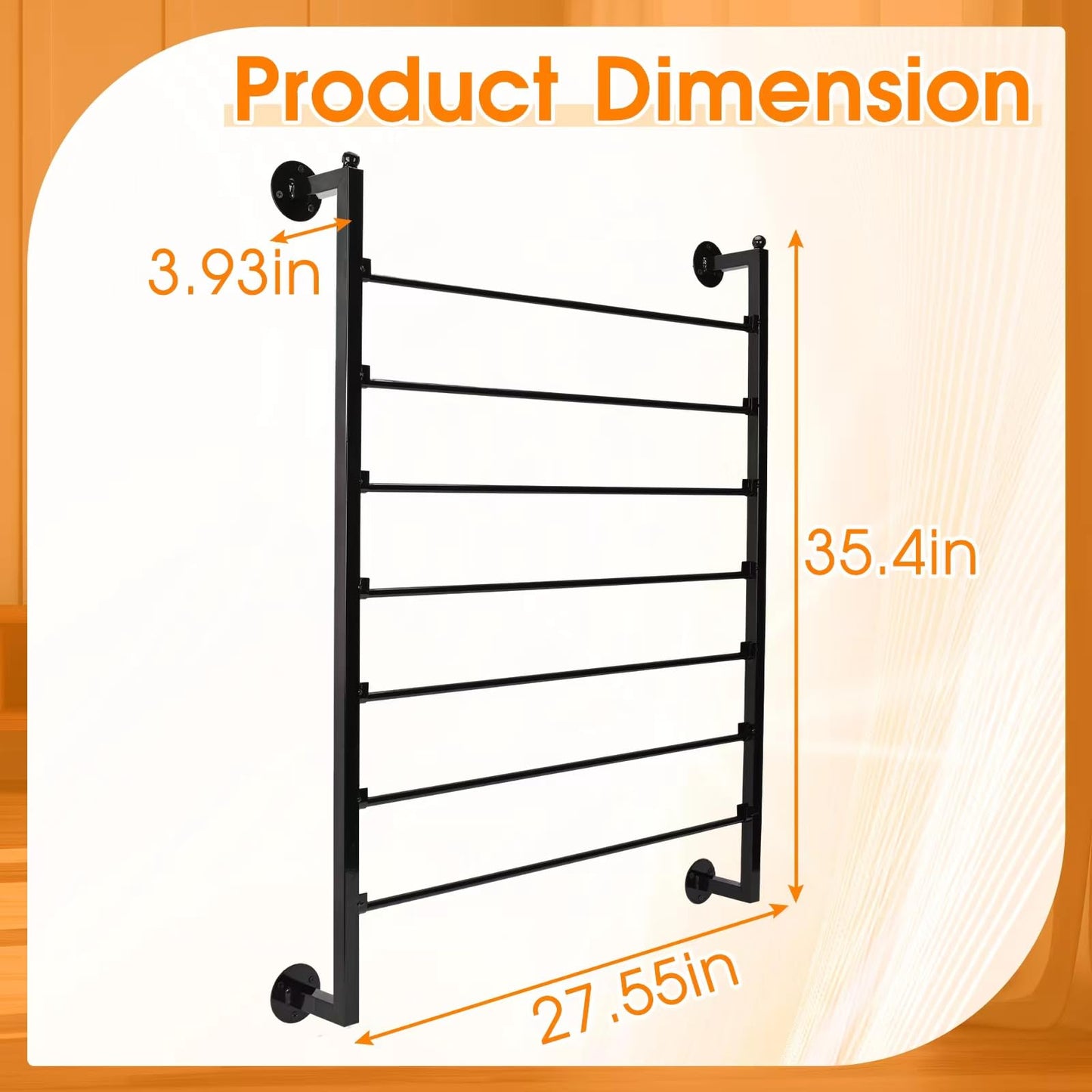 Xbsyhx 7 Tier Ribbon Storage Organizer, Wall Mounted Ribbon Organizer, Wrapping Paper Rack, Metal Ribbon Storage Craft Room Cake Shop Flower Store Scarf Belt-Black