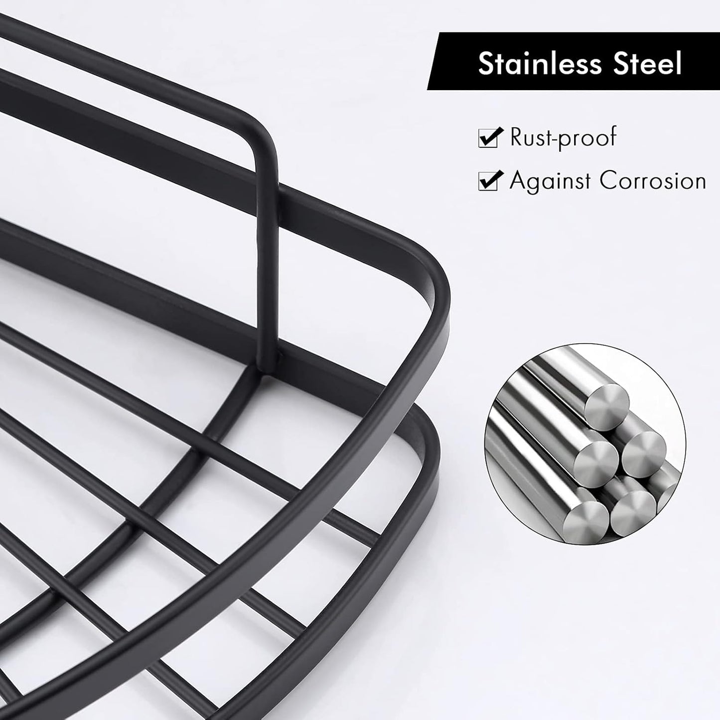 KES Shower Caddy Corner, Self-Adhesive Stainless Steel Shower Organizer, Matte Black 2 Pack