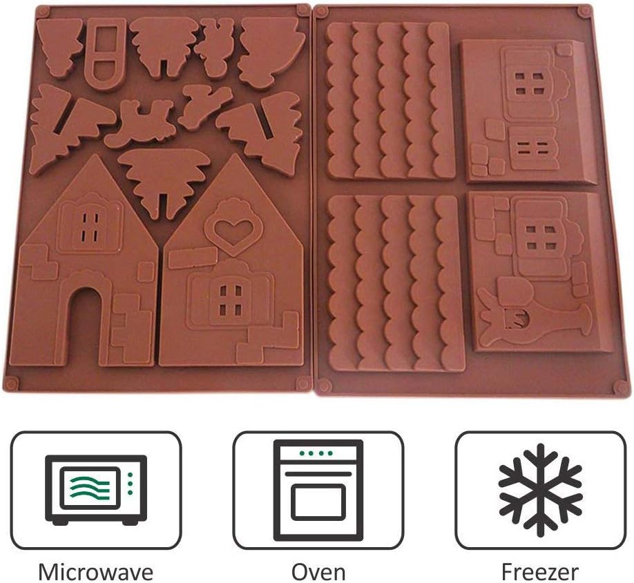 Gingerbread House Mold Kit - Christmas Chocolate Silicone Mold - 3D Cookie Mold for DIY 3D Max Biscuit Tool