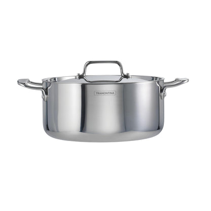 Tramontina Utsava Tri-Ply Clad Stainless Steel 5-Quart Casserole with Lid and Ceramic Non Stick Interior, Induction-Ready Dutch Oven Pot