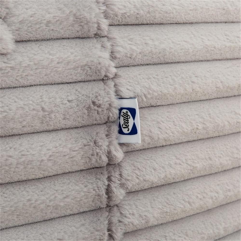 Pemberly Row 6 ft. Gray Faux Mink Bean Bag, Shredded Foam Filling, Soft Corduroy Upholstery, Removable Washable Cover, Oversized Lounger for Living Room, Bedroom, Playroom Relaxation