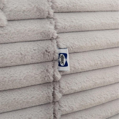 Pemberly Row 6 ft. Gray Faux Mink Bean Bag, Shredded Foam Filling, Soft Corduroy Upholstery, Removable Washable Cover, Oversized Lounger for Living Room, Bedroom, Playroom Relaxation