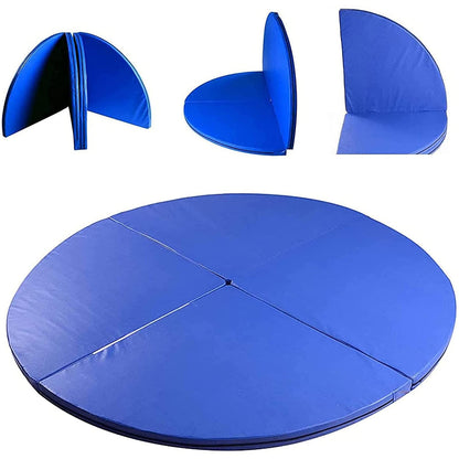 Dxcaicc Pole Dance Mat Portable Folding Round 120cm Fitness Pole Dance Crash Mat Suitable for Beginners Fitness Gymnastics Safety Non-Slip Mat,Blue,Thickness 10cm