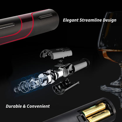 Electric Wine Opener Set, Automatic Cordless Wine Bottle Opener with Foil Cutter, Aerator, Vacuum Stopper