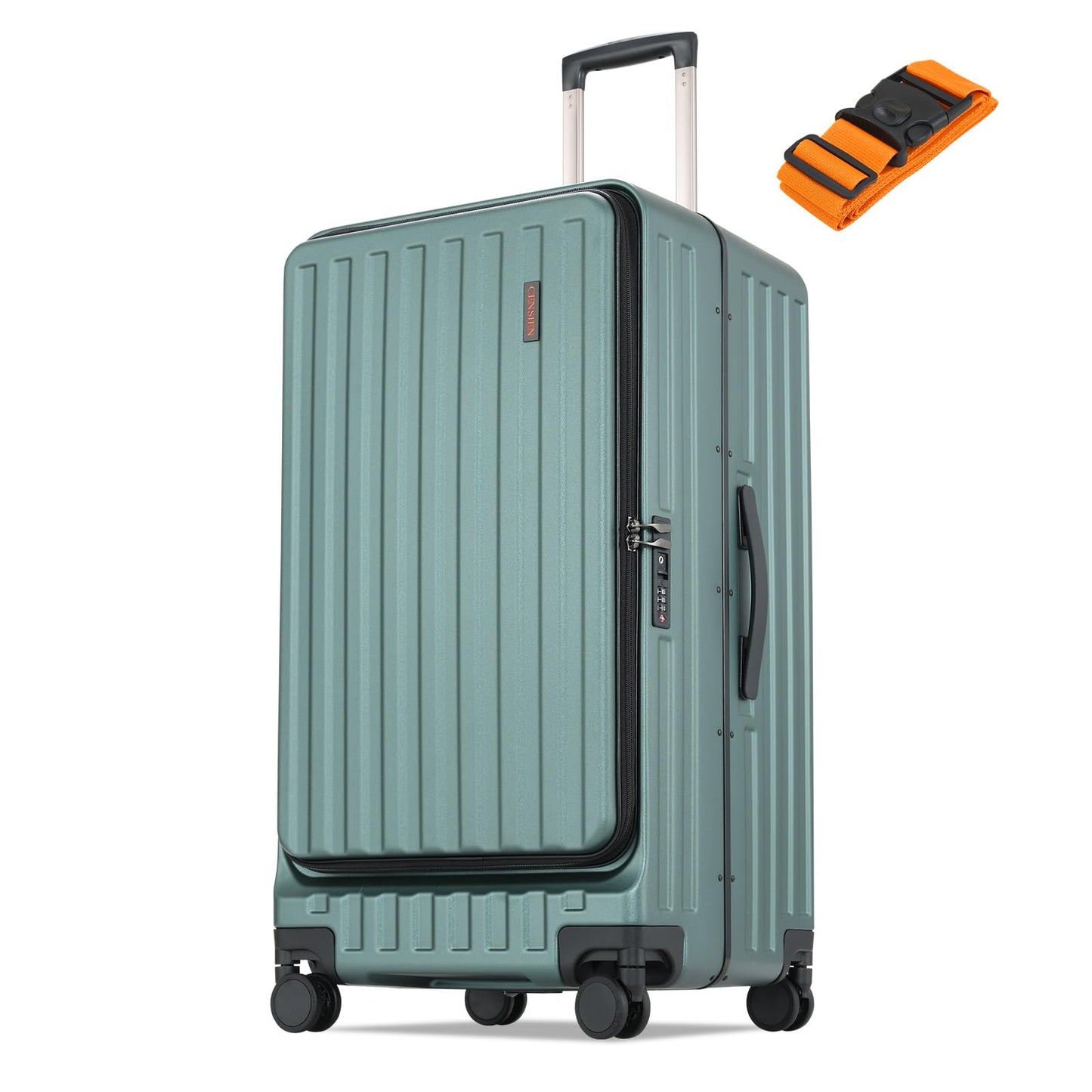 CENSIEN Checked Luggage, Large Suitcase 29 Inch Trunk Luggage with Spinner Wheels, Lightweight ABS+PC Hard Shell with Aluminum Frame, Top Opening, TSA Lock (Green, 1PC)