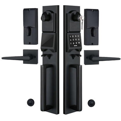 NEWBANG Digital Front Door Handleset with Keypad for Double Doors in Black Finish- Electronic Lockset with Dummy Set