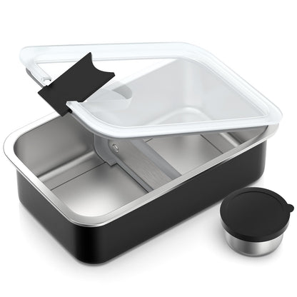 Bakpoco Stainless Steel Bento Lunch Box for Adult, 42oz Leak-Proof Lunch Box Containers, Microwave-Safe, with Adjustable Divider, Convenient Metal Lunchbox for Work, Travel