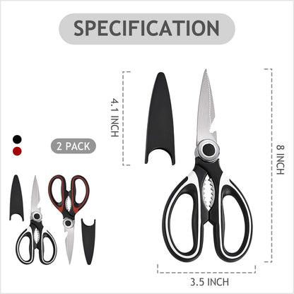 RageCraft Kitchen Shears, 2-Pack Heavy Duty Dishwasher Safe Scissors for Chicken, Poultry, Meat, Fish, Vegetables