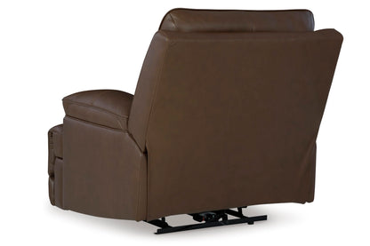 Signature Design by Ashley VonRyan Modern Zero Gravity Leather Match Power Recliner with Adjustable Headrest and USB Ports, Dark Brown
